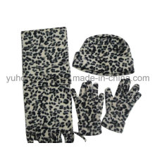 Fashion Lady Knitting Winter Warm Printed Polar Fleece Set